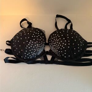 Victoria's Secret Black Embellished Bra 34D